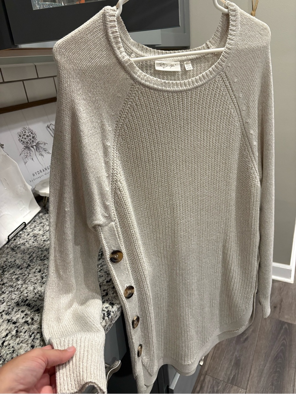 Women’s Cream Side-Button Knit Sweater